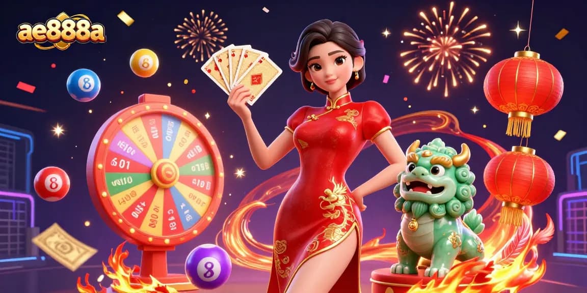 Experience the excitement of ae888a with a vivid illustration of a winning gambling scene, showcasing traditional elements in a dynamic casino setting.