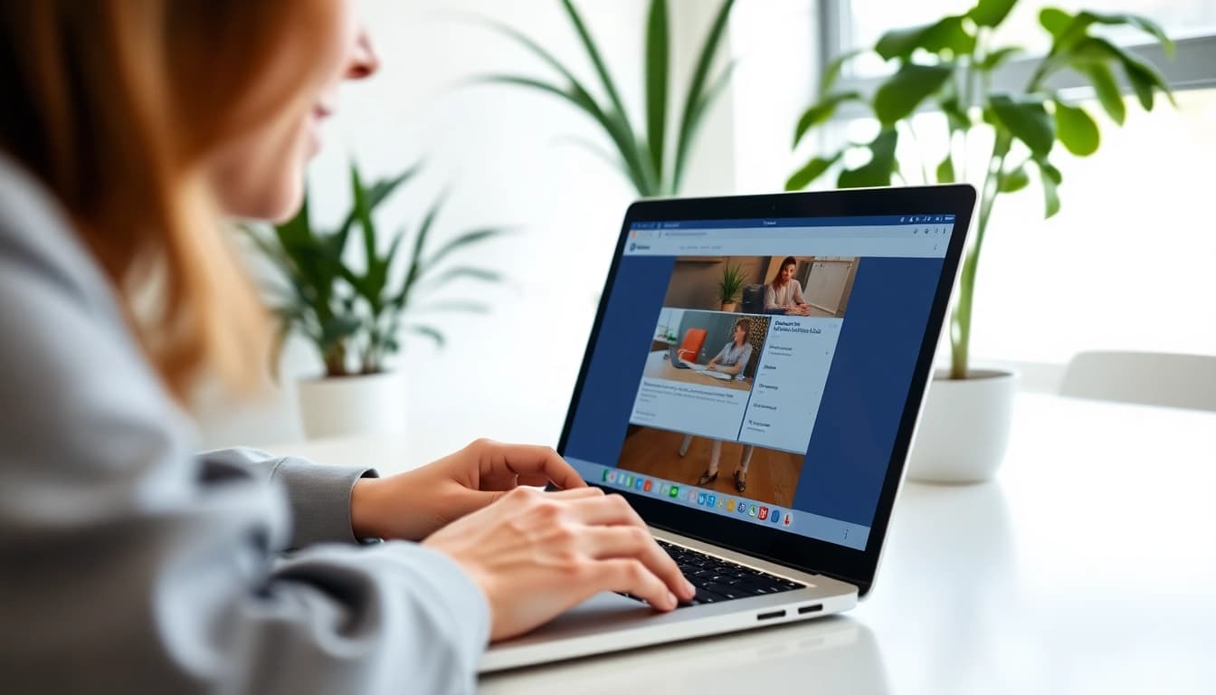 Engaging in the uk eta online application process on a laptop in a sleek workspace.