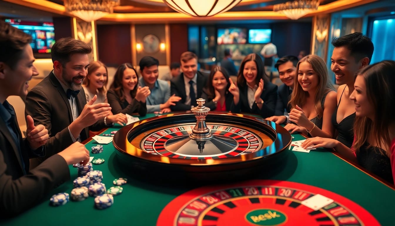 Gamblers enjoy a thrilling game at BEM88 online casino roulette table.
