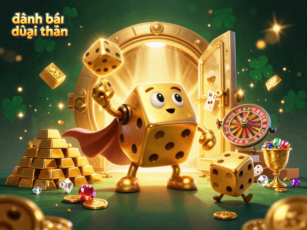 Engage in exciting đánh bài đổi thưởng with dynamic 3D cartoon characters set in a rich casino environment.