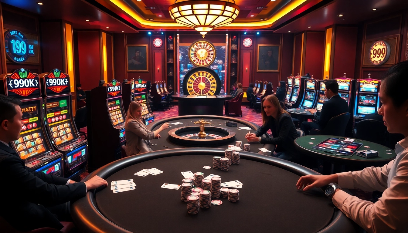 Engaged players strategizing at 99OK's luxurious casino tables during an exciting game