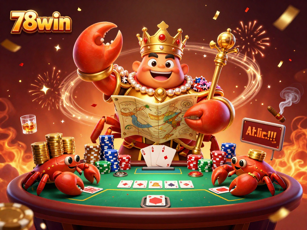 Experience the excitement of winning at 78win with the golden crab emperor and lavish casino elements.