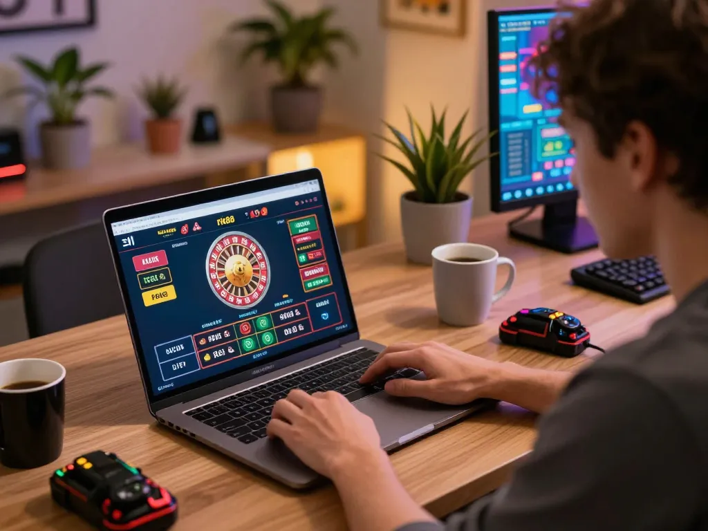 Engaging online gaming experience on rik88 with vibrant roulette display and comfortable setup