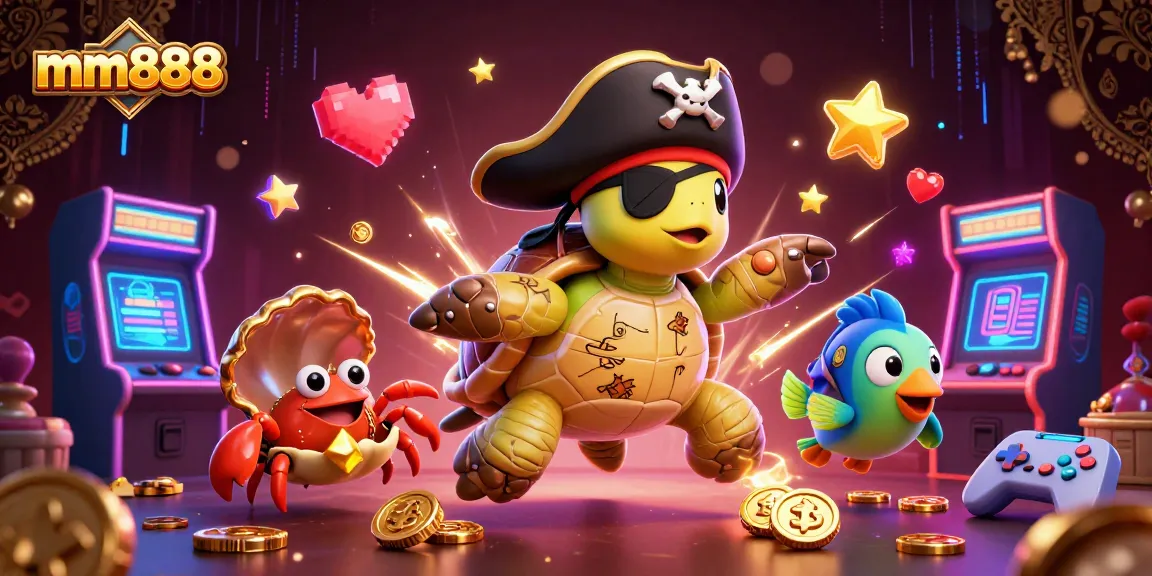 Spin big wins at mm888 with a vibrant 3D casino scene featuring colorful game elements and charming characters.