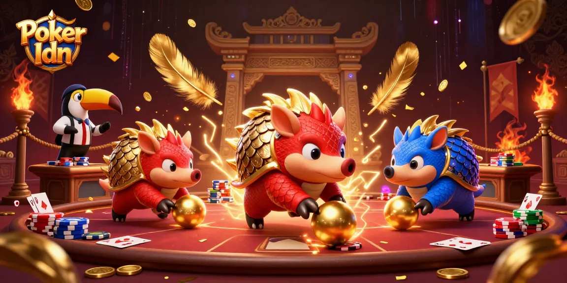Engage in thrilling Poker Idn action with vibrant characters and intricate casino elements.