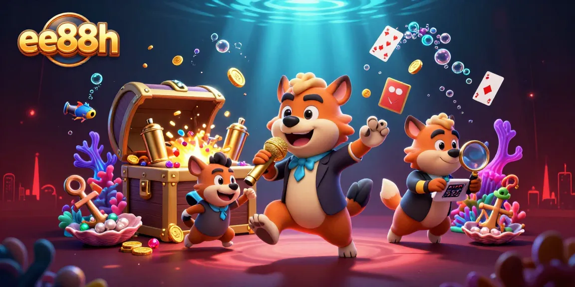 Engage with ee88h in a vibrant 3D casino scene featuring hyenas bringing comedy to gaming.