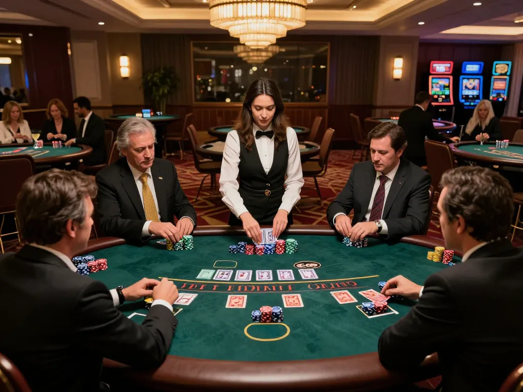 Players enjoying intense blackjack action at da88 casino, showcasing strategic gameplay and luxury.