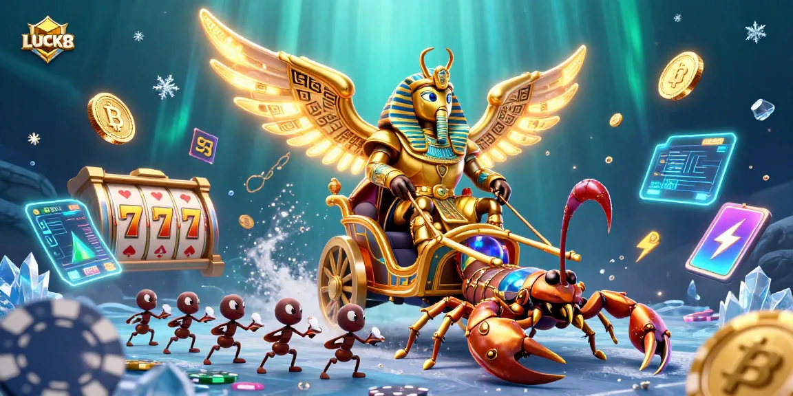 Engage with thrilling LUCK8 casino adventures featuring golden scarab beetles, scorpions, and dynamic slot reels.