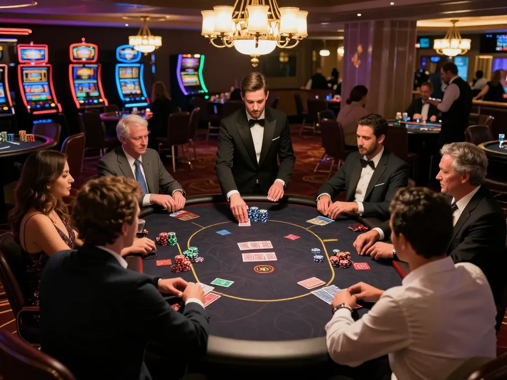 Engaging poker game at dn 888 with players actively participating at a casino table.