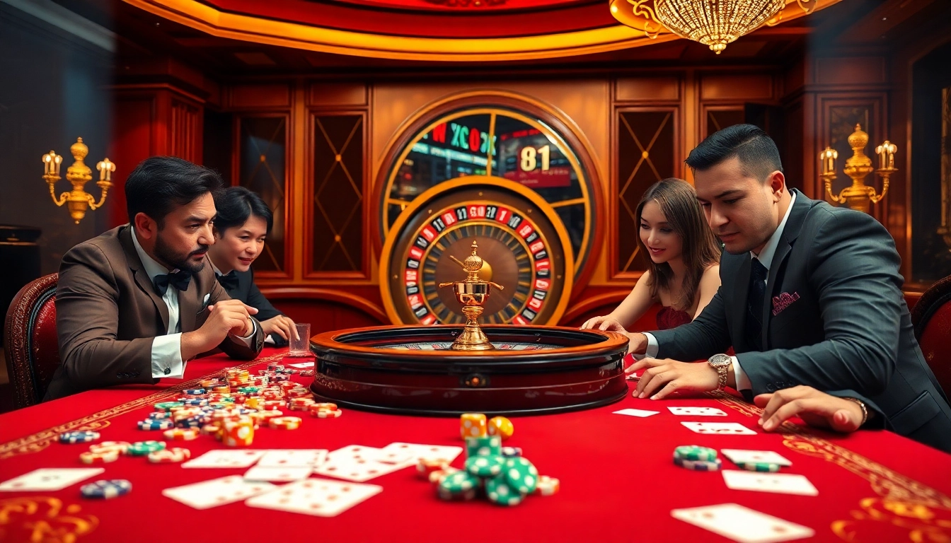 Players enjoying a thrilling game at 33win's luxurious online casino, capturing excitement and strategy.