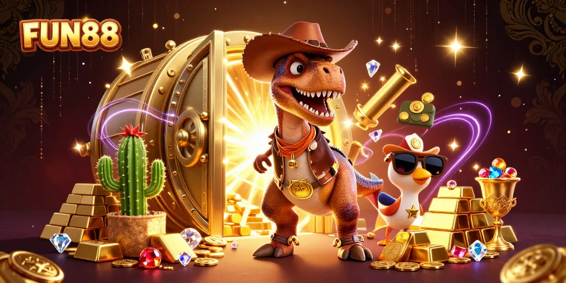 Enjoy exciting gameplay at FUN88 with our vibrant 3D cartoon characters in a dynamic casino scene.