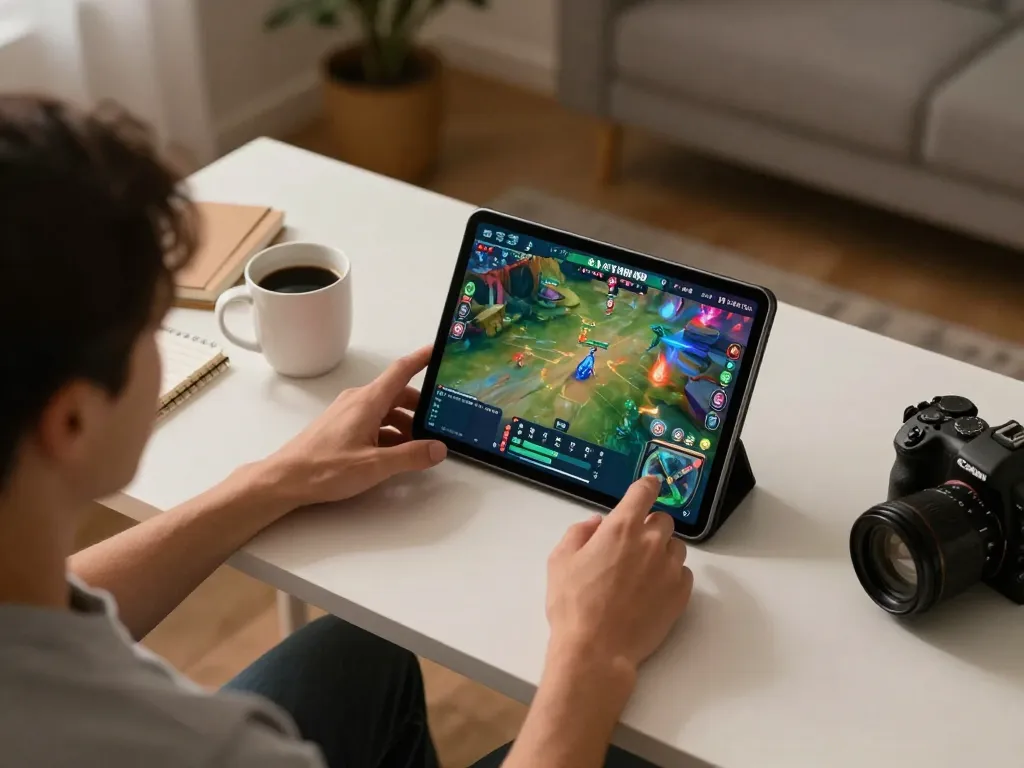 Thưởng thức một trận đấu đá gà thomo HD trên máy tính bảng trong một không gian chơi game ấm cúng.