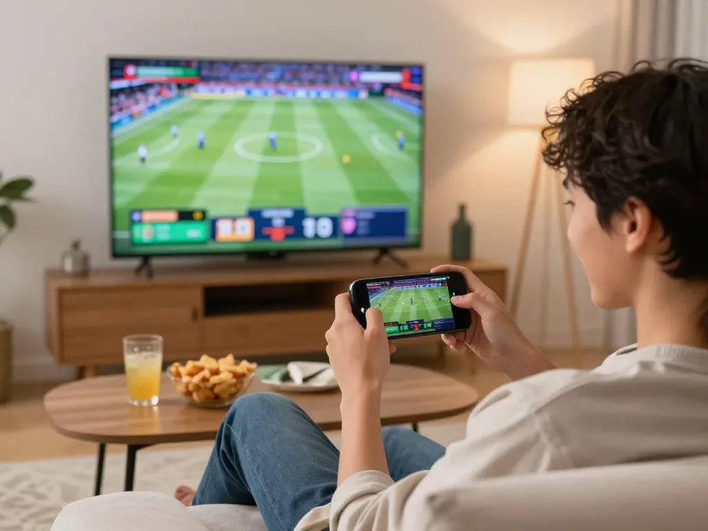 FIVE88 player celebrating a winning sports bet during a cozy home gaming night.