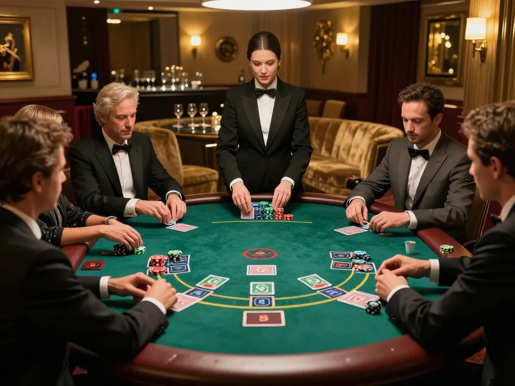 Players enjoying a thrilling game of blackjack at xx88's upscale casino, showcasing excitement and strategy.