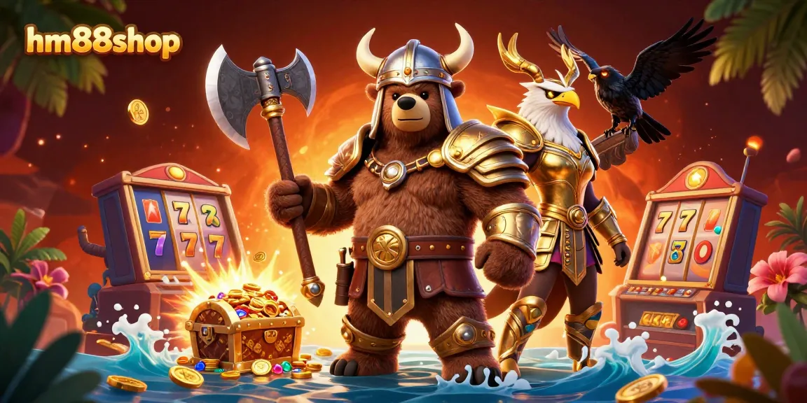 Join the fun at hm88shop with thrilling Viking-themed slots and vibrant casino elements!