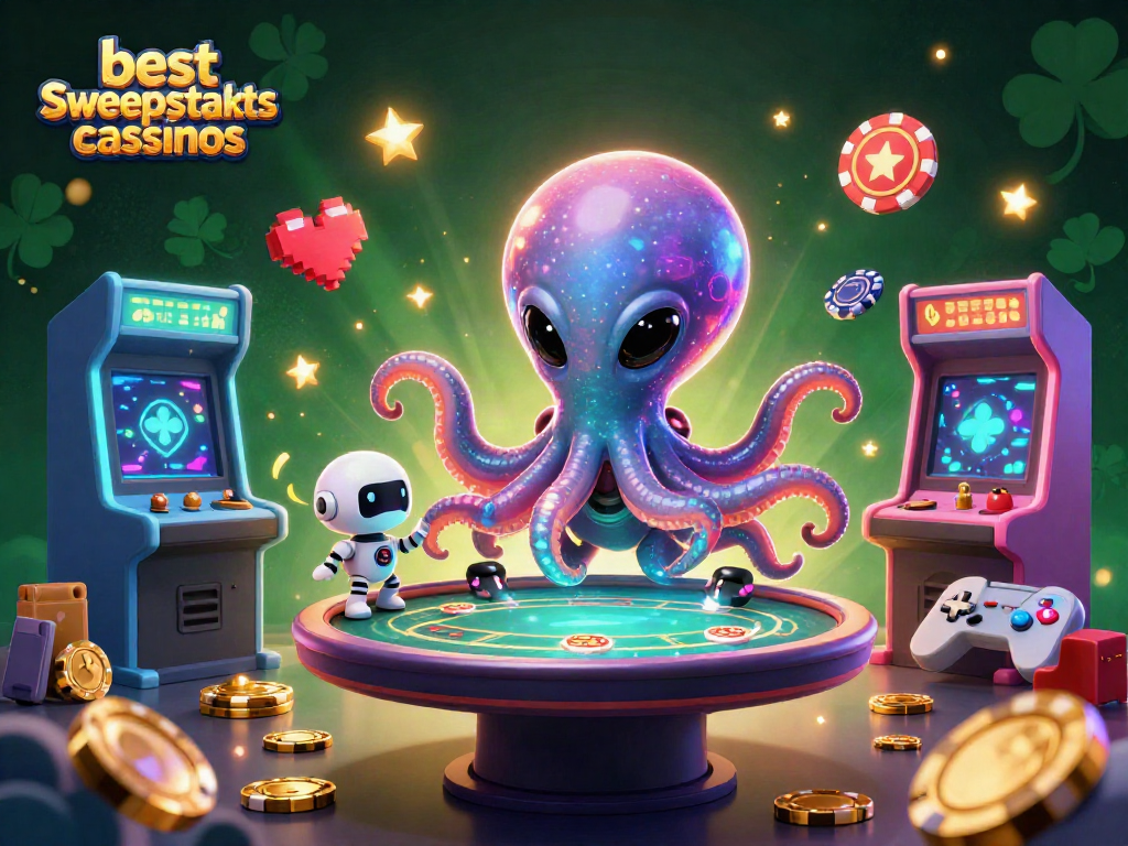 Experience excitement at the best sweepstakes casinos with alien octopus and poker fun!