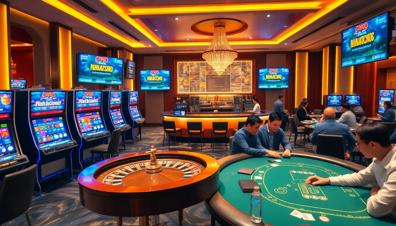 Gambling excitement at nhà cái 88vn with vibrant slot machines and poker tables.