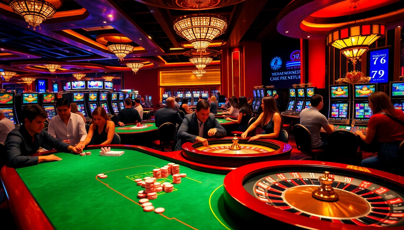 Players enjoying a luxury gaming experience at King79 casino with exciting card and slot games.