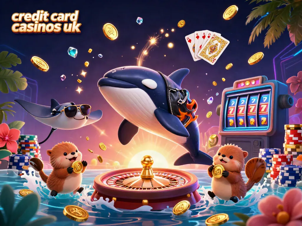 Engage with credit card casinos uk through an exhilarating digital scene with playful sea creatures and casino elements.