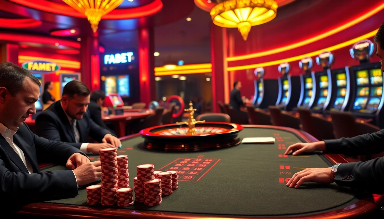 Players enjoying games at the FABET casino, highlighting excitement and engagement in gaming.