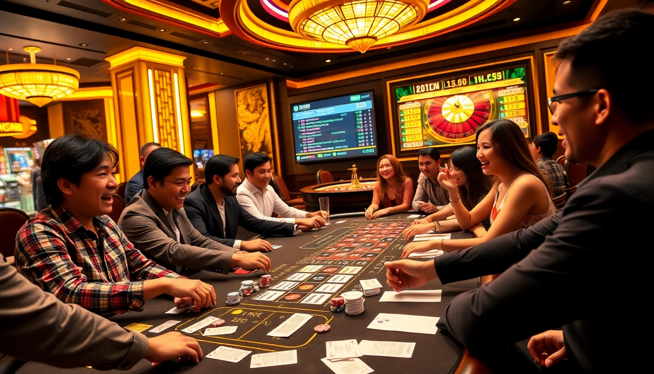 Engaging scene of players at a lô đề uy tín table, showcasing excitement and betting activity.