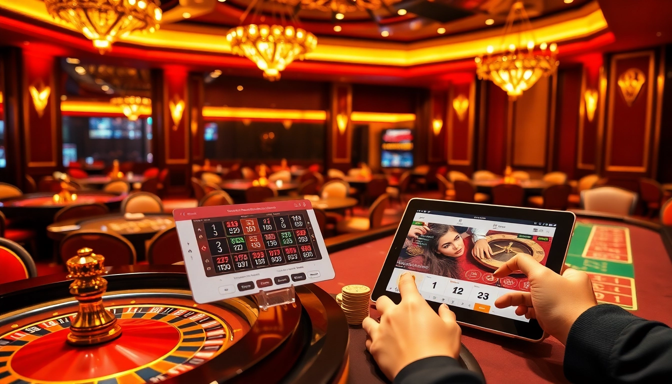 Engaging scene of Trụ Sở Nhà Cái 68VIP showcasing vibrant poker games and roulette tables.