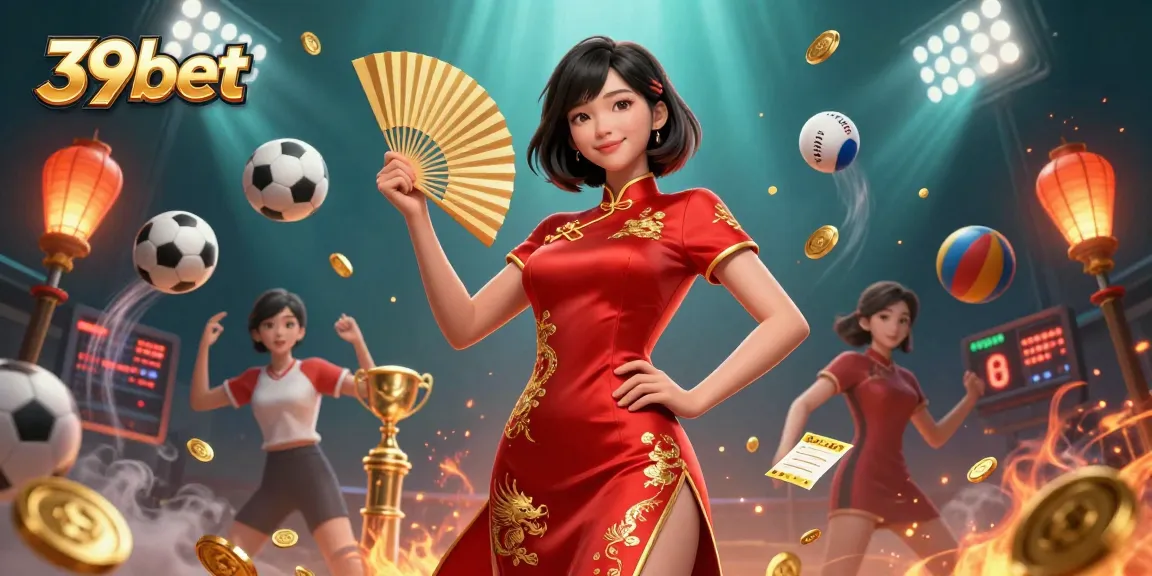 Experience the thrill of 39bet with vibrant elements in a dynamic gambling-themed illustration.