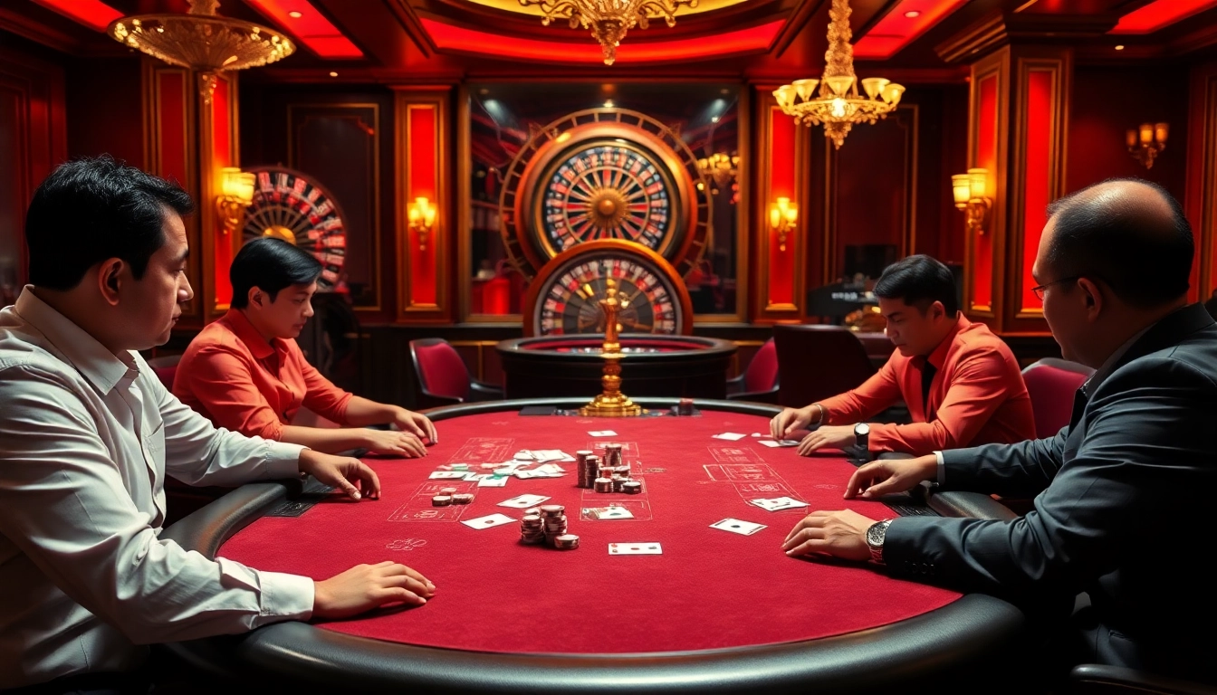 Players at a luxury poker table showcasing strategies and excitement at https://vn789.xyz/ casino.