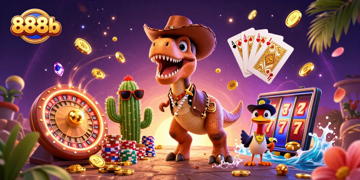 Win big with 888b in vibrant casino scenes featuring dynamic characters and thrilling games.