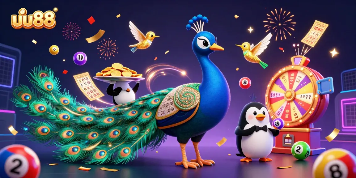 Experience thrilling gaming moments with uu88's vibrant casino elements in this colorful 3D illustration.