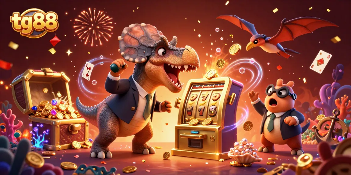 tg88 players spin the golden slot machine jackpot as colorful coins explode in celebration