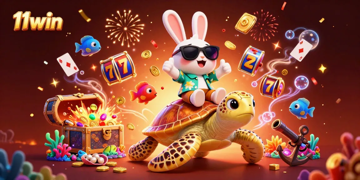 Experience thrilling rewards with 11win’s vibrant casino adventure featuring lucky rabbit and sea turtle.