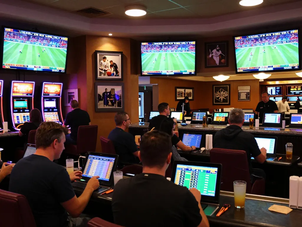 Place your bets at fabet while enjoying a dynamic sports betting experience in a modern casino lounge.