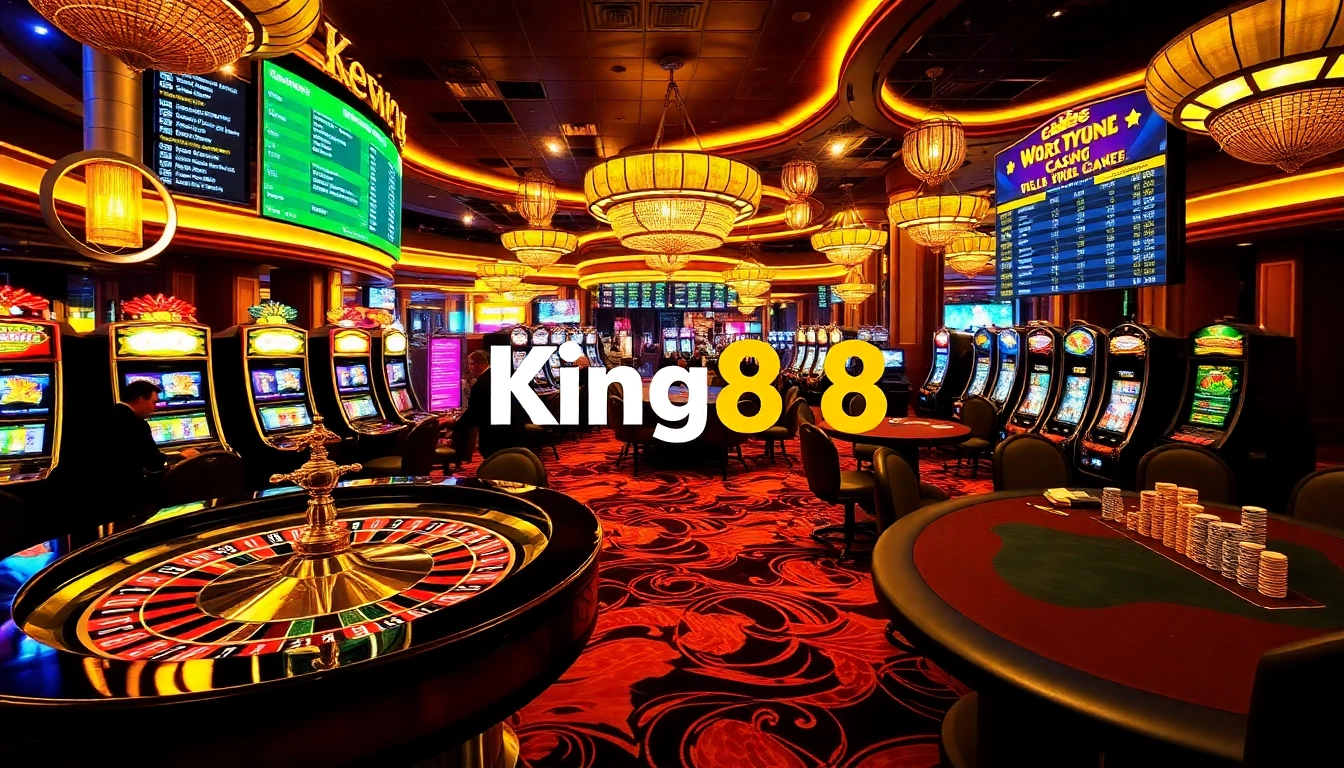 Engaged players enjoying casino games at King88, featuring roulette and slot machines.