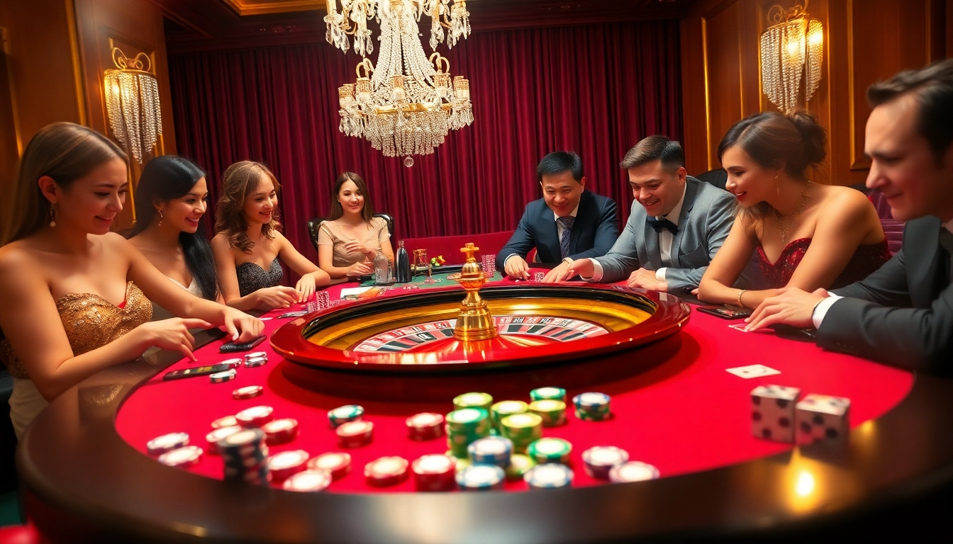 Experience thrilling gameplay at RR88 with roulette, cards, and chips in an elegant casino setting.