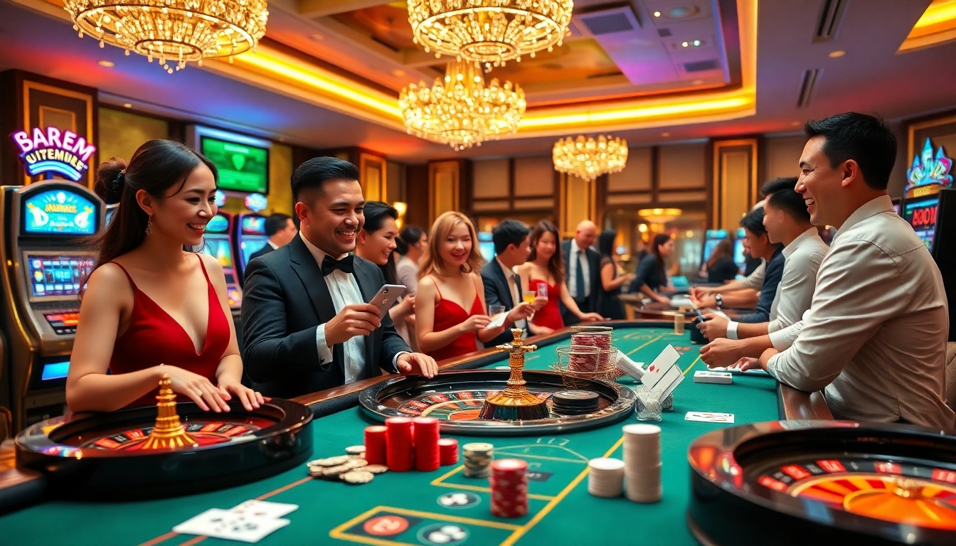 Experience the excitement at https://sky88.tel/ with stylish casino gaming, vibrant roulette wheels, and joyful players.