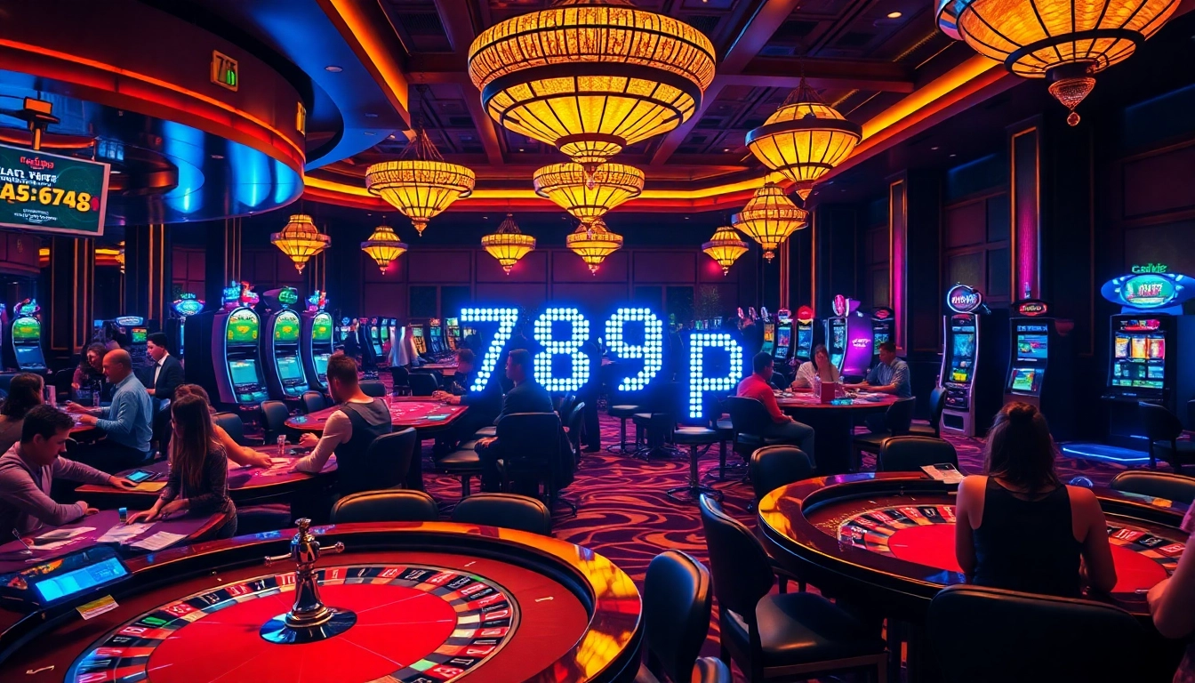 Gamblers enjoying excitement at casino tables featuring 789p action and colorful poker chips.