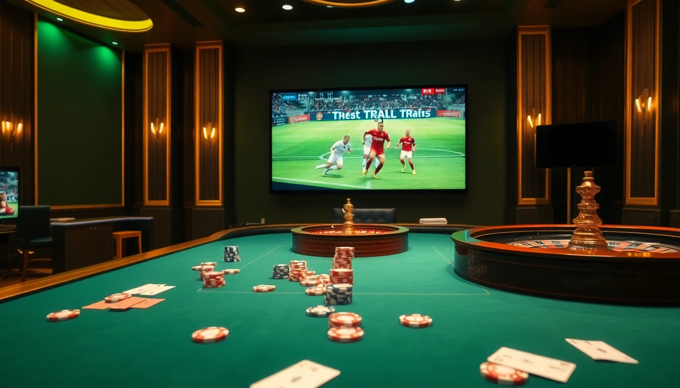 Watch trực tiếp bóng đá hôm nay with a thrilling casino atmosphere featuring poker and roulette.