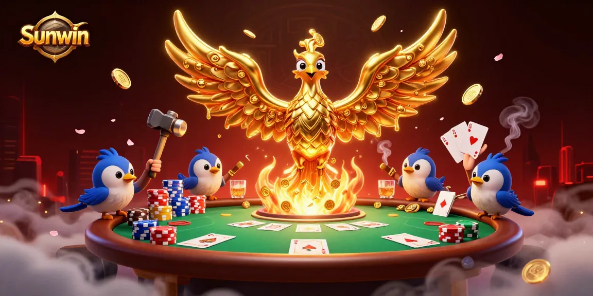 Win big with Sunwin's exciting poker scene featuring dynamic 3D elements and golden visuals.