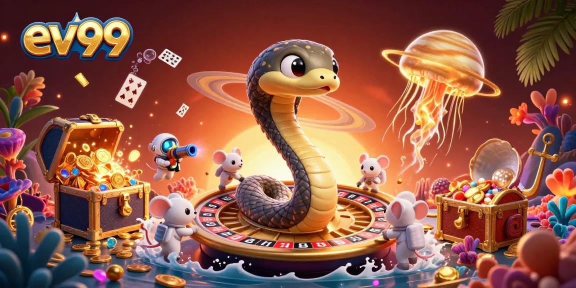 Experience thrilling bets in the cosmic ev99 casino scene with unique characters and elements.