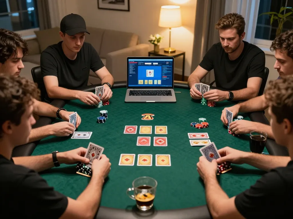 Players engaging with Sky88 in an online poker tournament, showcasing strategy and excitement.