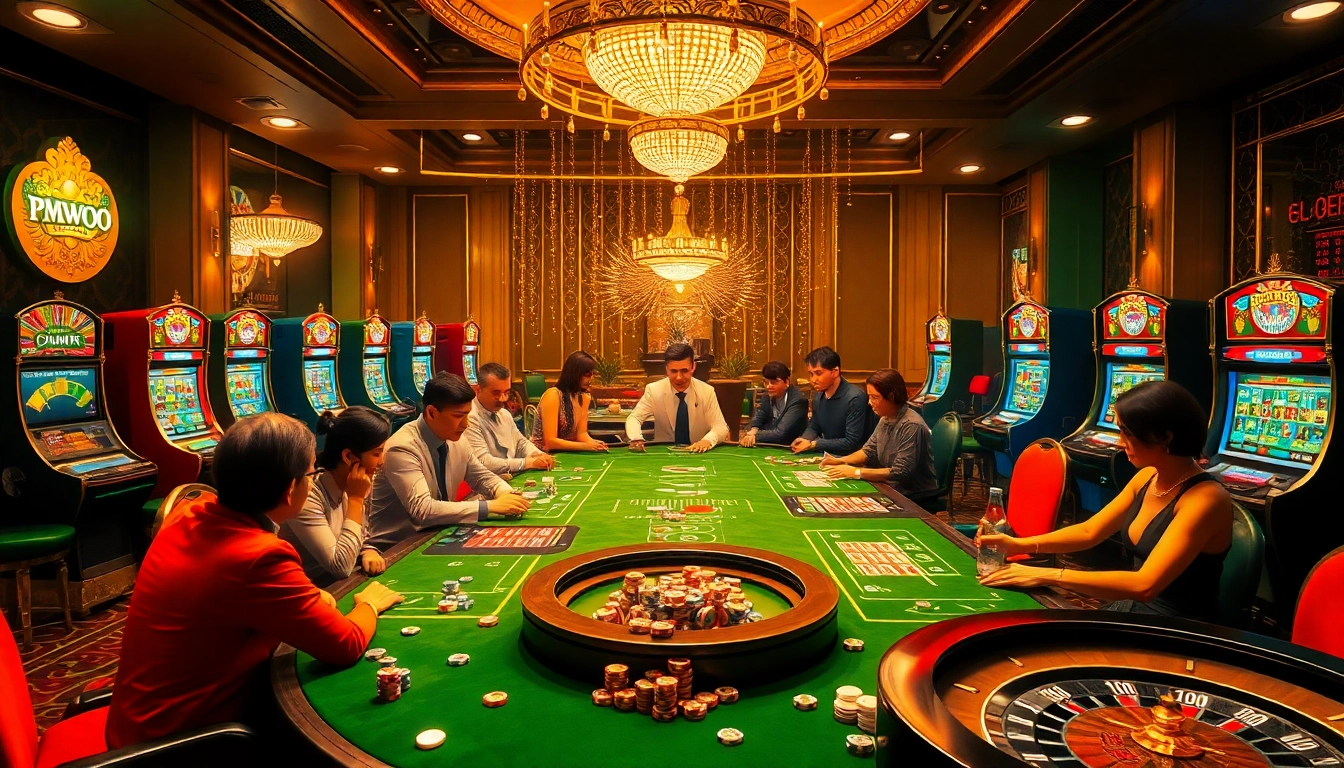 Players enjoying the immersive MMOO gaming experience with dynamic live dealers and slot machines.