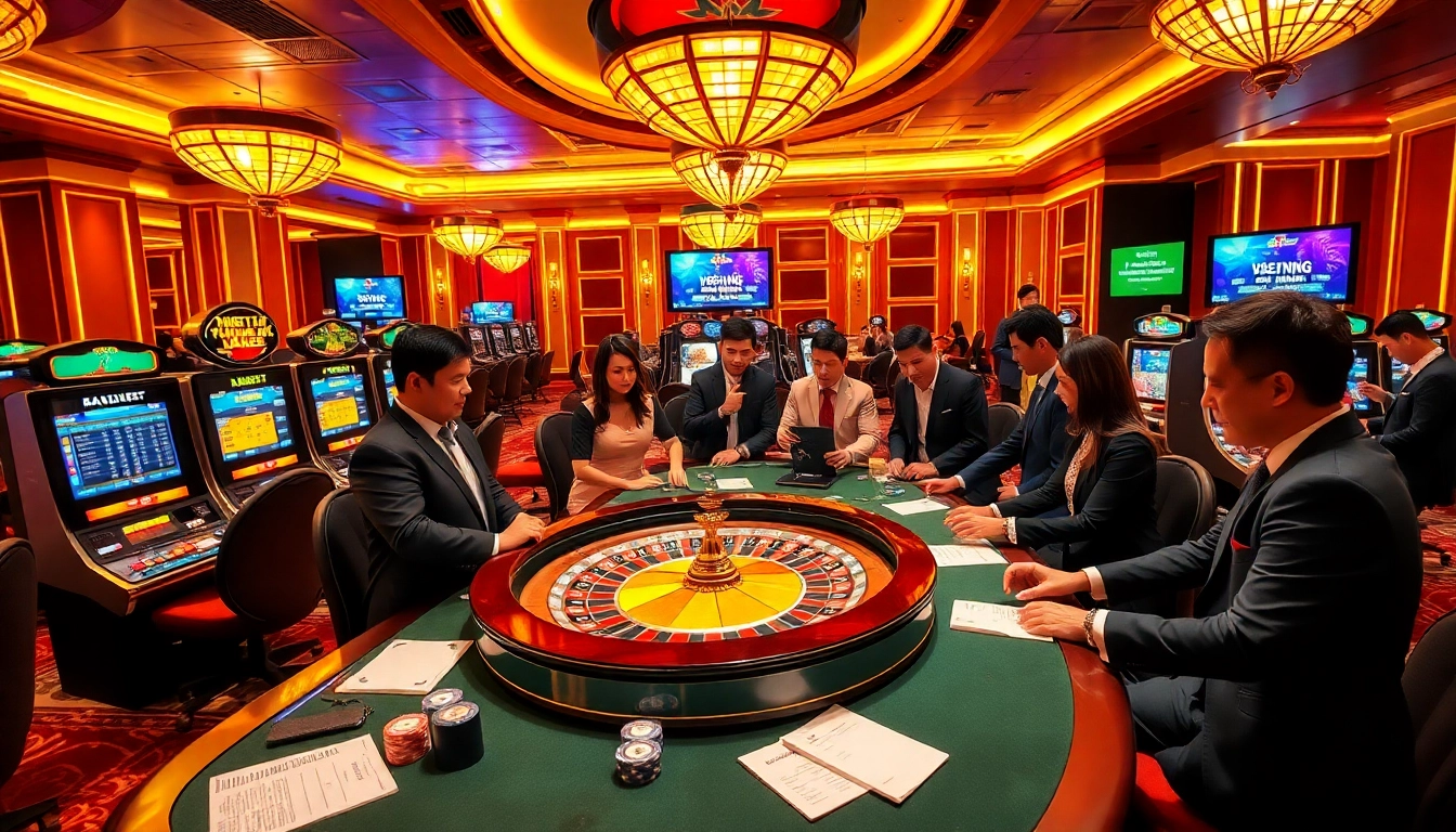 Experience the thrill of Nhà cái V9bet with vibrant casino gaming featuring roulette and slot machines.