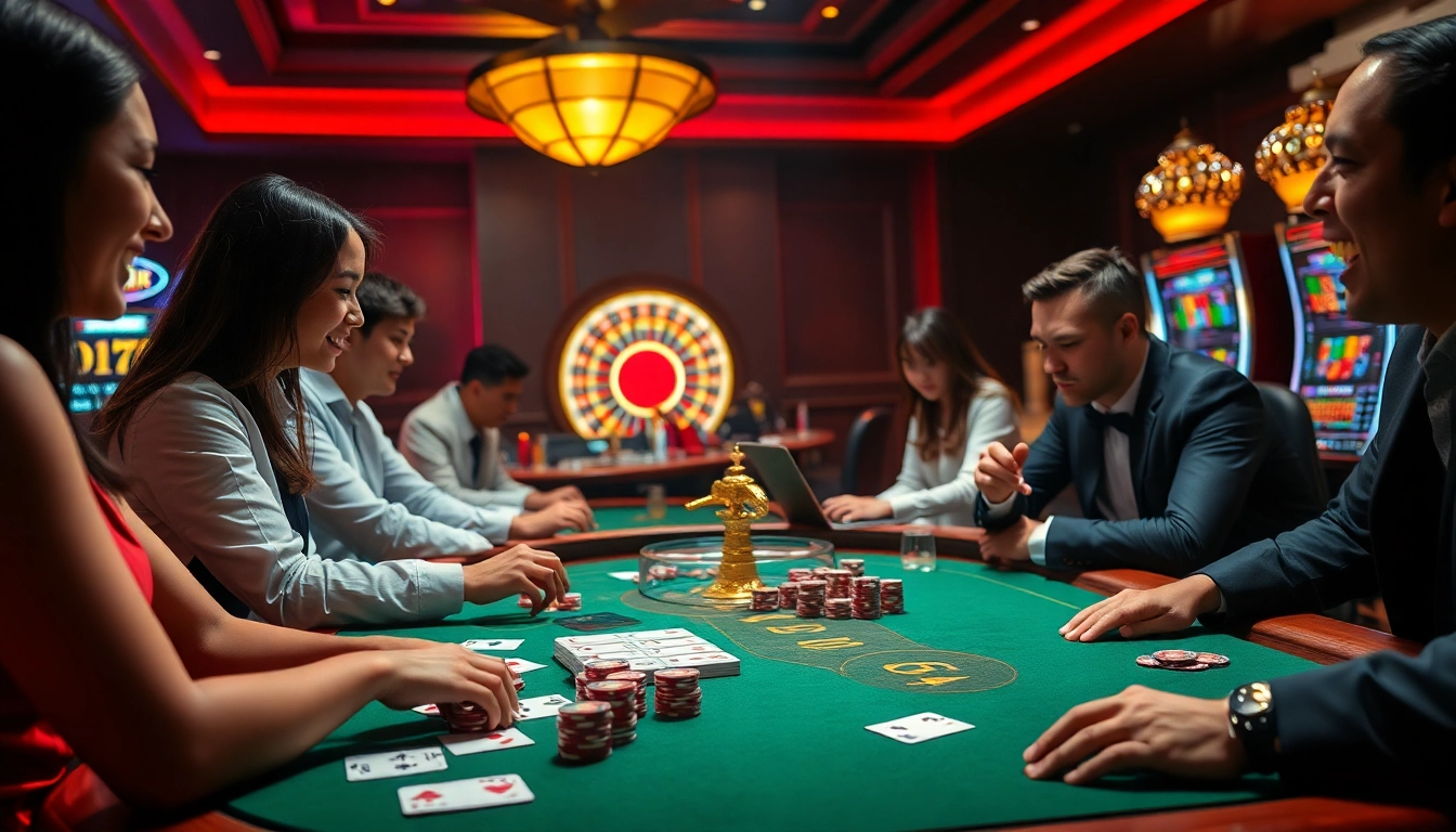 Experience the thrill of gambling at Nhà cái HITCLUB with luxurious tables and vibrant slot machines.