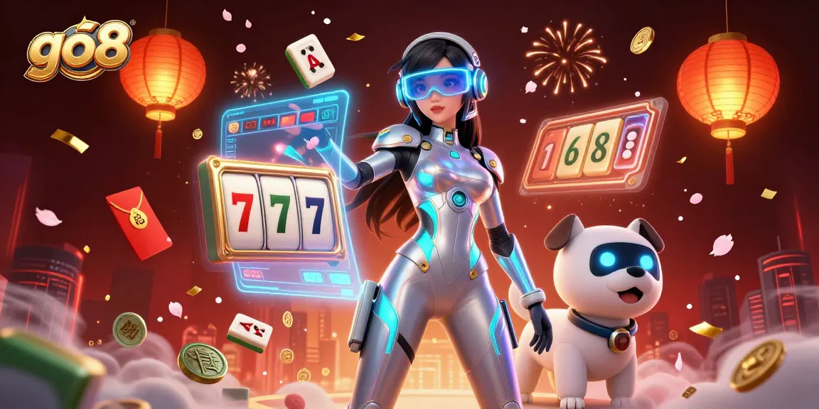 Engage in thrilling gameplay at go8, surrounded by vibrant casino elements and an energetic atmosphere.