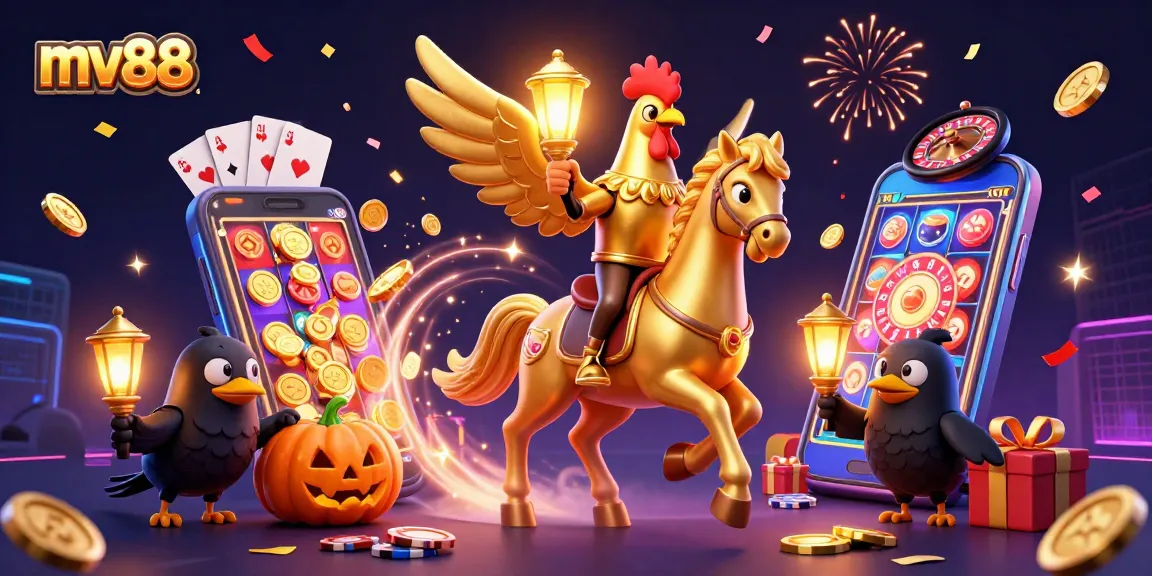 Play thrilling games at mv88 with vibrant casino elements and a festive atmosphere.