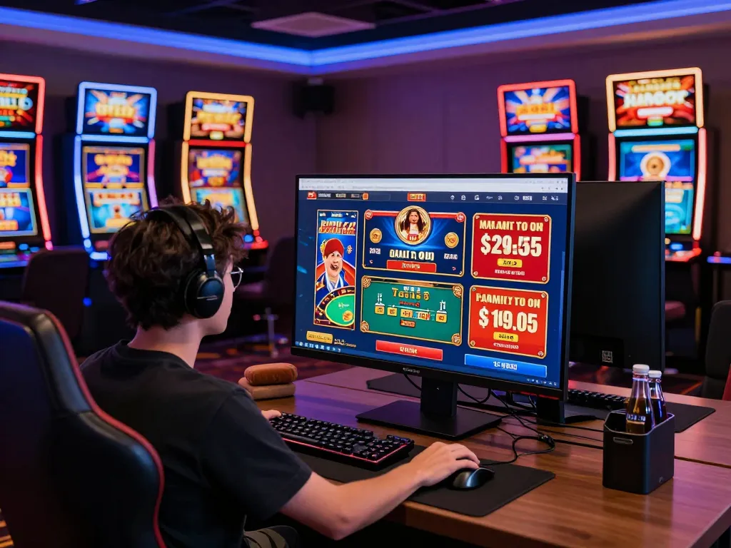 Interactive gaming experience with five88's vibrant online casino games on screen, showcasing user engagement and modern gaming ambiance.