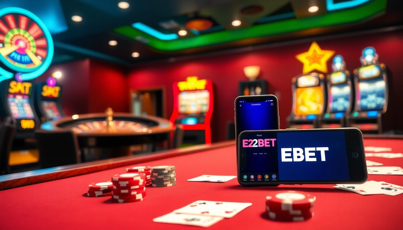 Winning strategies at the E2 BET poker table with vibrant casino ambiance.