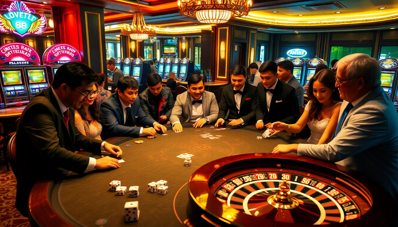 Excited players participating in a high-stakes uu88 bet game at an elegant casino.