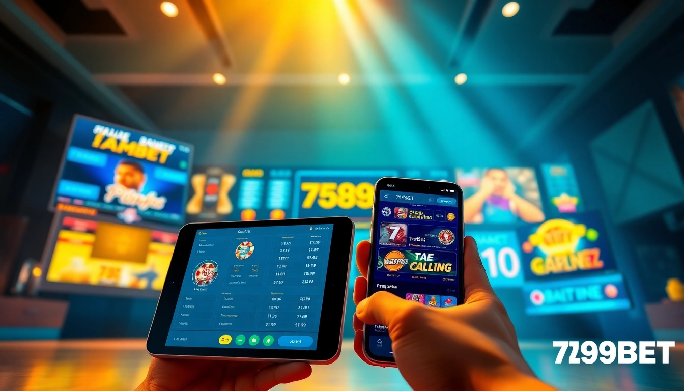 Dynamic digital betting scene showcasing 789BET's interface and games, emphasizing user experience.